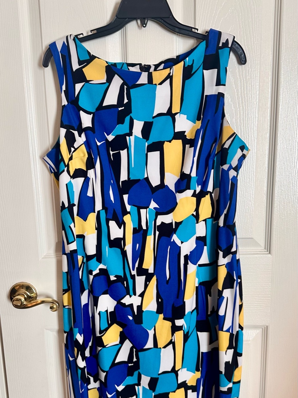 Perceptions Multicolor Geometric Tank Top in Blue, Teal, Yellow & White